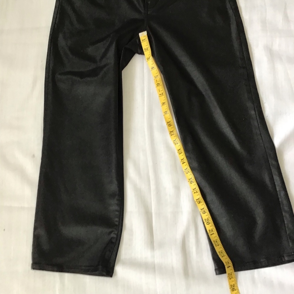 EXPRESS WOMEN GOTH BLACK FAUX LEATHER STRAIGHT ANKLE HIGH RISE PANTS SIZE 12S - Picture 7 of 9